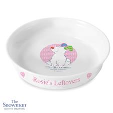 Personalised The Snowdog Pink Pet Bowl